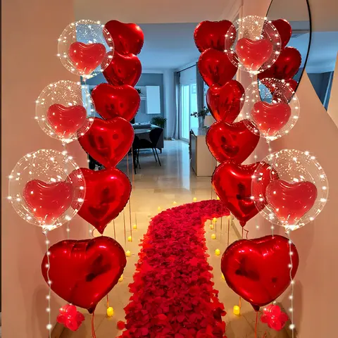 Love Balloon Set LED Light String Bobo Balloon (Excluding Internal Power) Anniversary Wedding Proposal Decoration Balloon