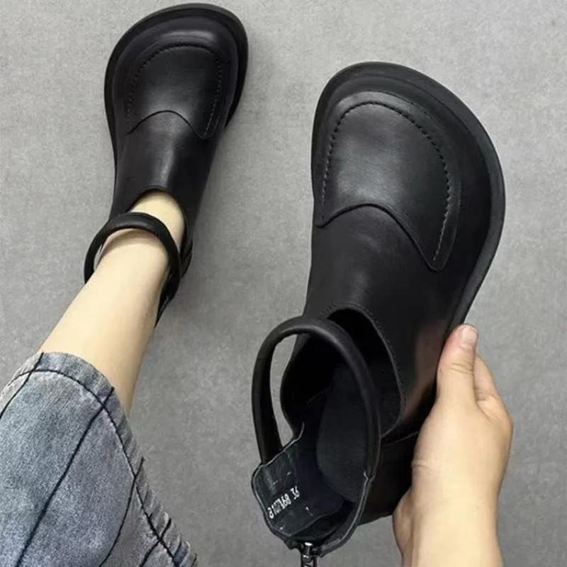 2026 Women's Soft Leather Ankle Boots Patch Round Toe Slip-On Casual Shoes Breathable Black Booties
2026 Women's Soft Leather Ankle Boots Patch Round Toe Slip-On Casual Shoes Breathable Black Booties