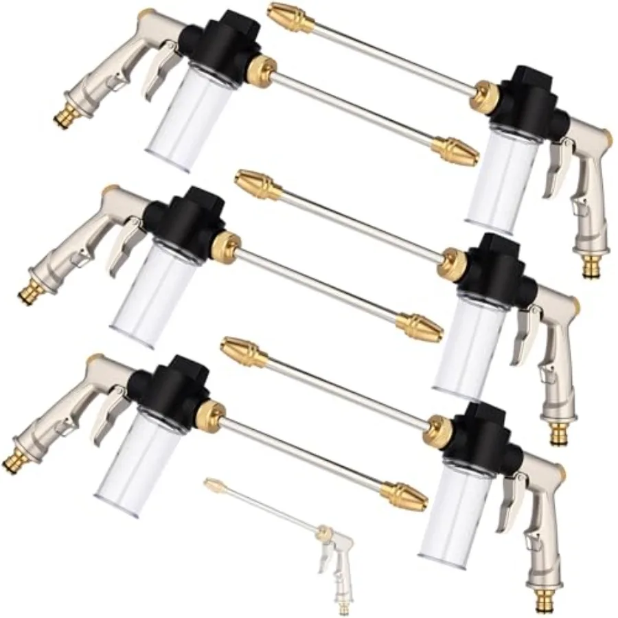 Car wash hose nozzle sprayer set for high-pressure cleaning, brass adjustable nozzle, black heavy-duty foam gun with 3.5oz soap
Car wash hose nozzle sprayer set for high-pressure cleaning, brass adjustable nozzle, black heavy-duty foam gun with 3.5oz soap