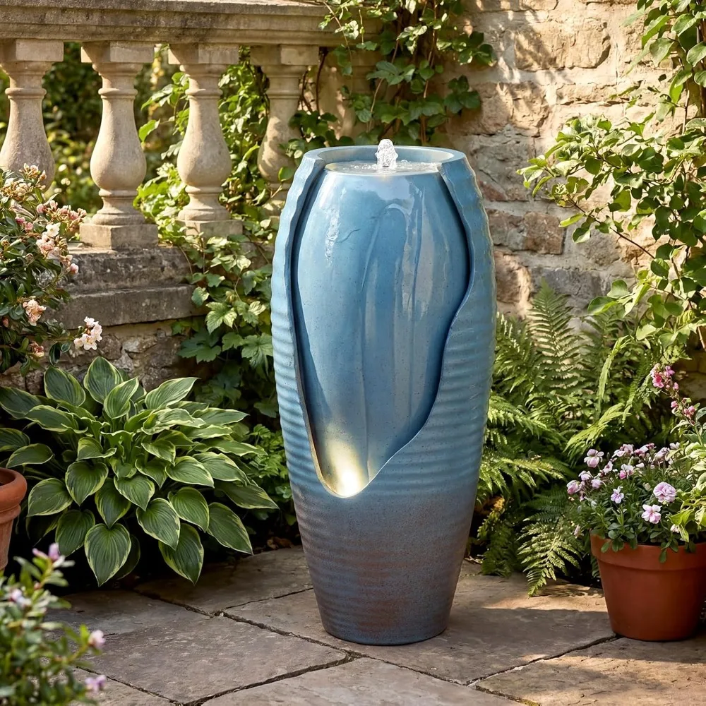 32" Outdoor Jar Water Fountain with LED Lights, Vintage Blue Cracked Jar Design, Cascading Waterfall with, Customized
32" Outdoor Jar Water Fountain with LED Lights, Vintage Blue Cracked Jar Design, Cascading Waterfall with, Customized