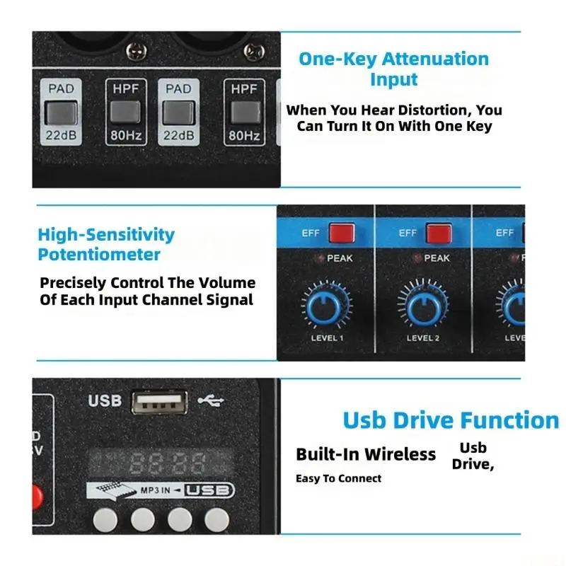 B03F Professional 5 Channel Bluetooth-compatible USB DJ Mixers for Sound Mixing and Recording
B03F Professional 5 Channel Bluetooth-compatible USB DJ Mixers for Sound Mixing and Recording