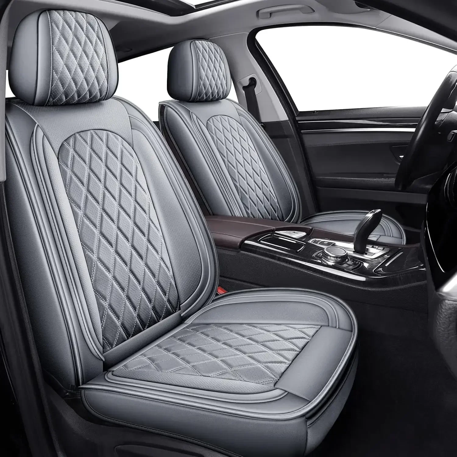 Car Seat Covers Full Set - Leather Seat Covers Grey Breathable Vehicle Cushion Cover Fit for Most Sedan, Truck and SUV
Car Seat Covers Full Set - Leather Seat Covers Grey Breathable Vehicle Cushion Cover Fit for Most Sedan, Truck and SUV