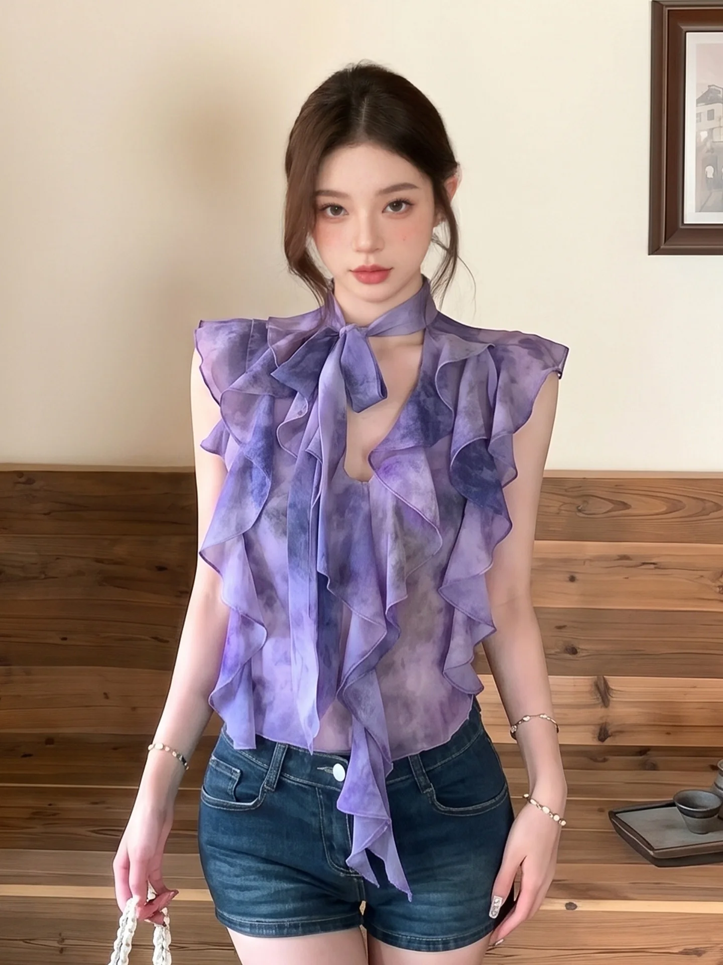 Beach Vacation Style Women's Crop Top with Sashes Floral Print Off-Shoulder Chiffon Shirt Summer Fashion City Walk Wear
Beach Vacation Style Women's Crop Top with Sashes Floral Print Off-Shoulder Chiffon Shirt Summer Fashion City Walk Wear