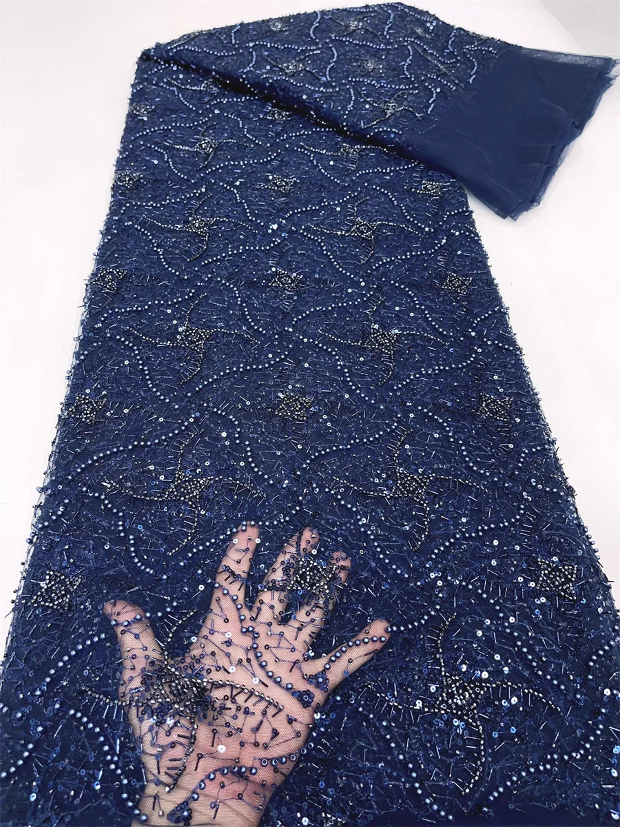 New Fashion French Embroidery Handmade Beaded Lace Fabric With Sequins African Nigerian Fabric For Wedding Dress
New Fashion French Embroidery Handmade Beaded Lace Fabric With Sequins African Nigerian Fabric For Wedding Dress