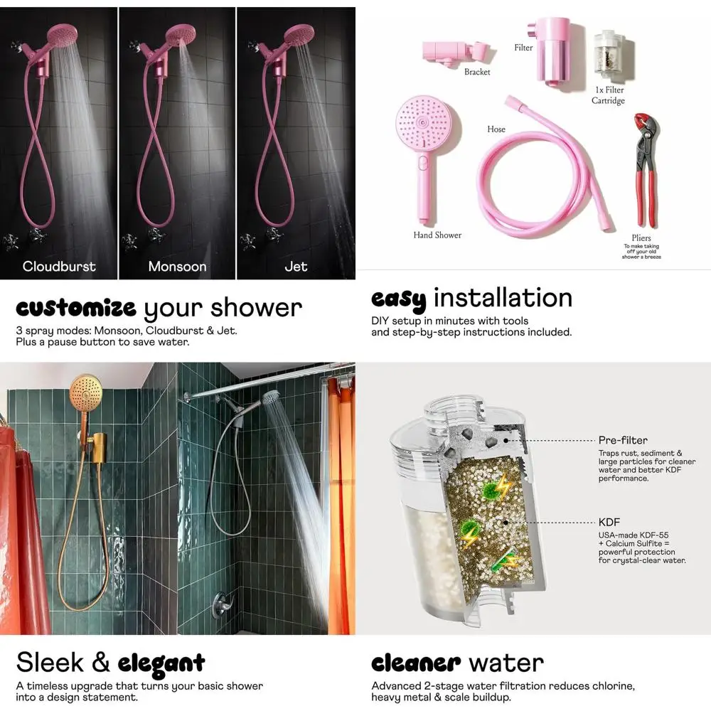 High-Performance Filter Shower Set for Hair and Skin, 70 Long Hose, 3 Spray Modes, Black
High-Performance Filter Shower Set for Hair and Skin, 70 Long Hose, 3 Spray Modes, Black