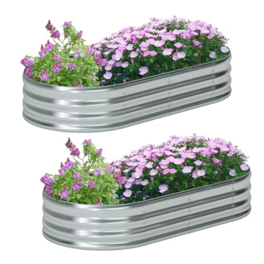 2 Pack Galvanized Raised Garden Bed Metal Oval Raised Garden Beds Outdoor Planter Box for Vegetables 6x3x1FT, Silver
2 Pack Galvanized Raised Garden Bed Metal Oval Raised Garden Beds Outdoor Planter Box for Vegetables 6x3x1FT, Silver