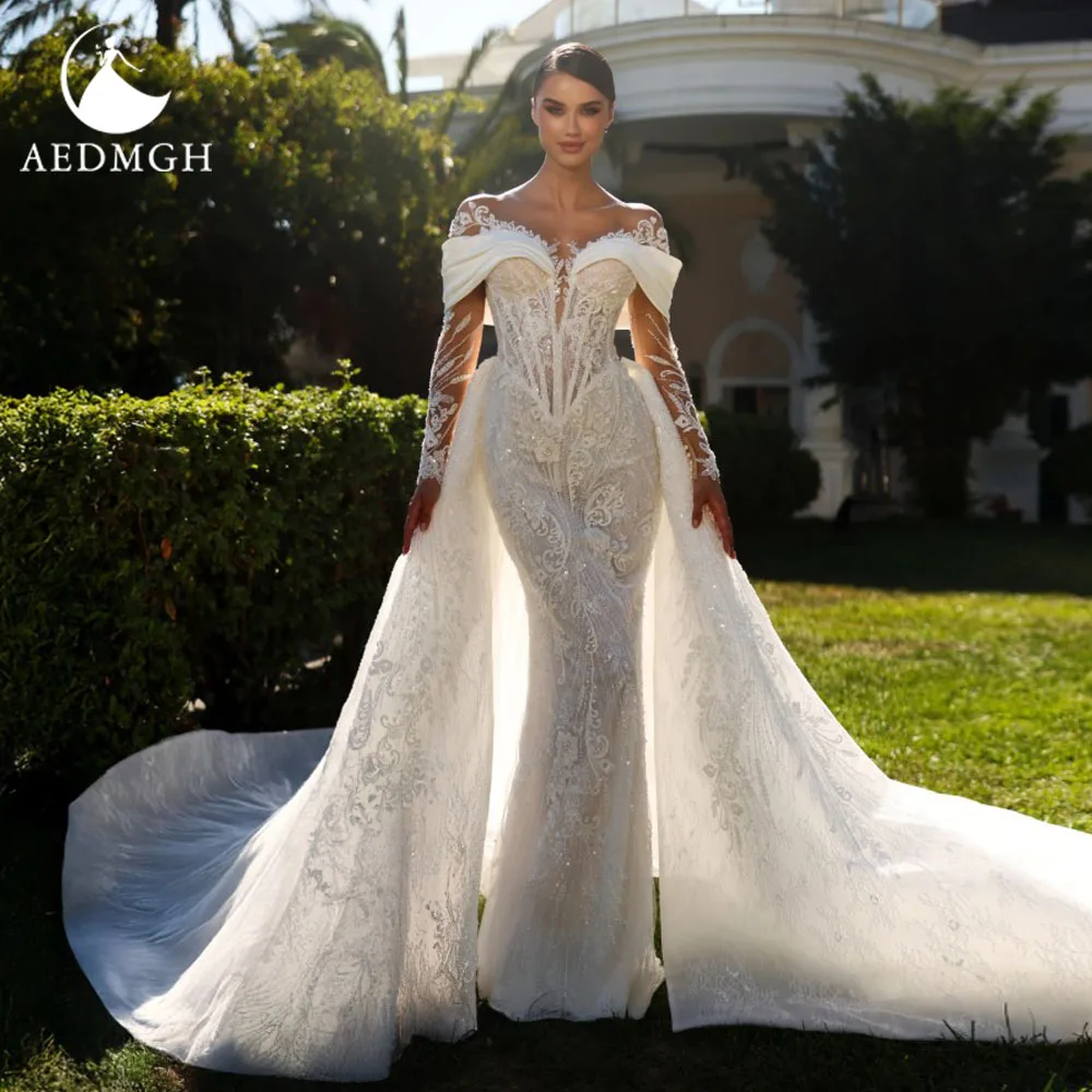 Aedmgh Mermaid Sexy Wedding Dresses Sweetheart Long Sleeve Vestido De Novia Lace Embroidery 2 In 1 Chic Custom Made Bridal Gown
Aedmgh Mermaid Sexy Wedding Dresses Sweetheart Long Sleeve Vestido De Novia Lace Embroidery 2 In 1 Chic Custom Made Bridal Gown