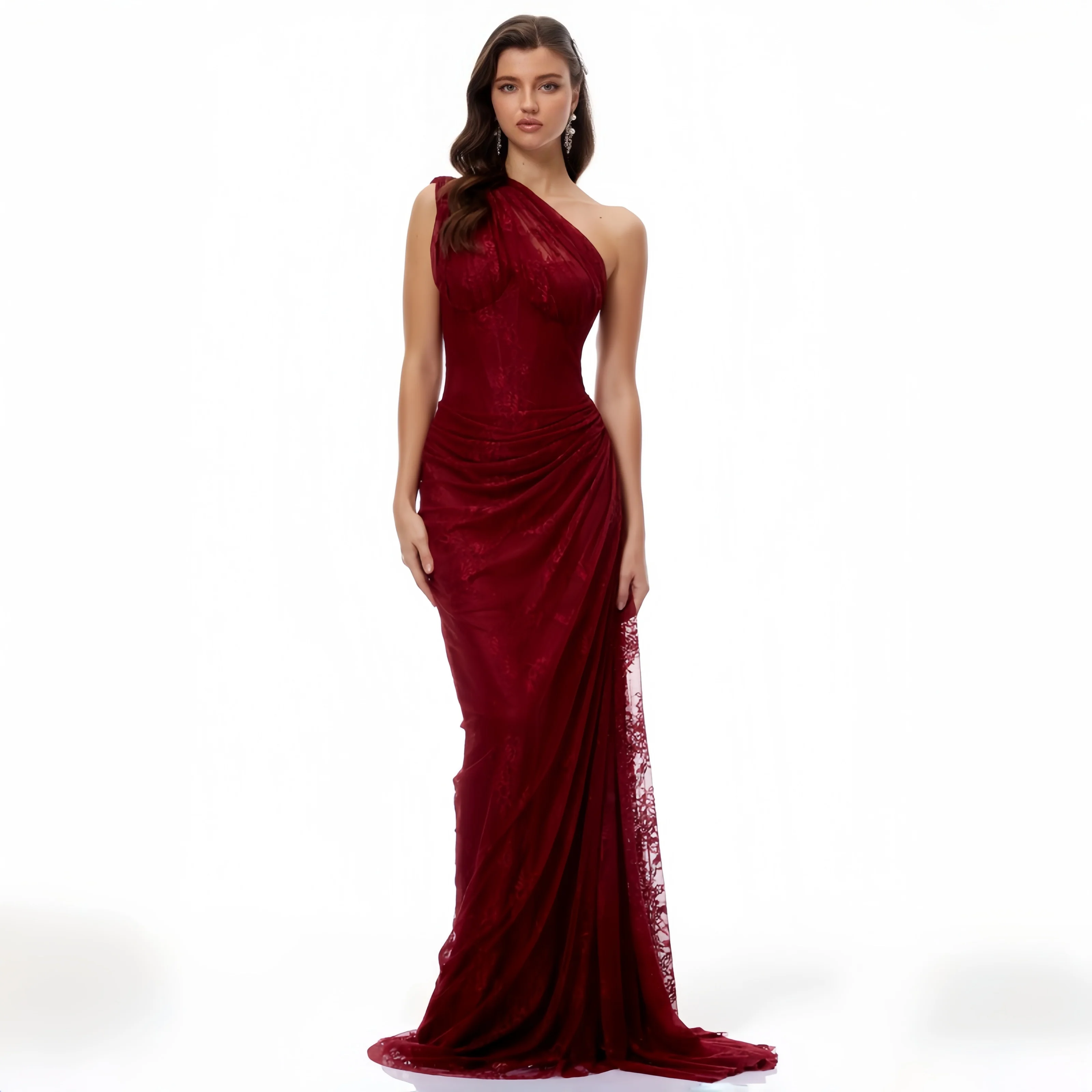 Burgundy One Shoulder Lace Evening Dress Mermaid Floor-Length Gown Wedding Guest Dress Elegant Bridesmaid Dress for Women
Burgundy One Shoulder Lace Evening Dress Mermaid Floor-Length Gown Wedding Guest Dress Elegant Bridesmaid Dress for Women