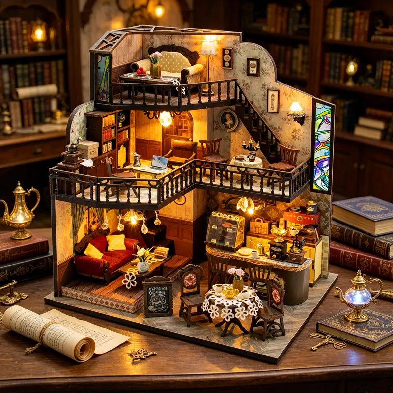 Zuuton Retro Coffee House DIY Miniature Dollhouse Kit 3D Wooden Puzzle Loft Building Kit with LED Light and Full Furniture Gifts
Zuuton Retro Coffee House DIY Miniature Dollhouse Kit 3D Wooden Puzzle Loft Building Kit with LED Light and Full Furniture Gifts