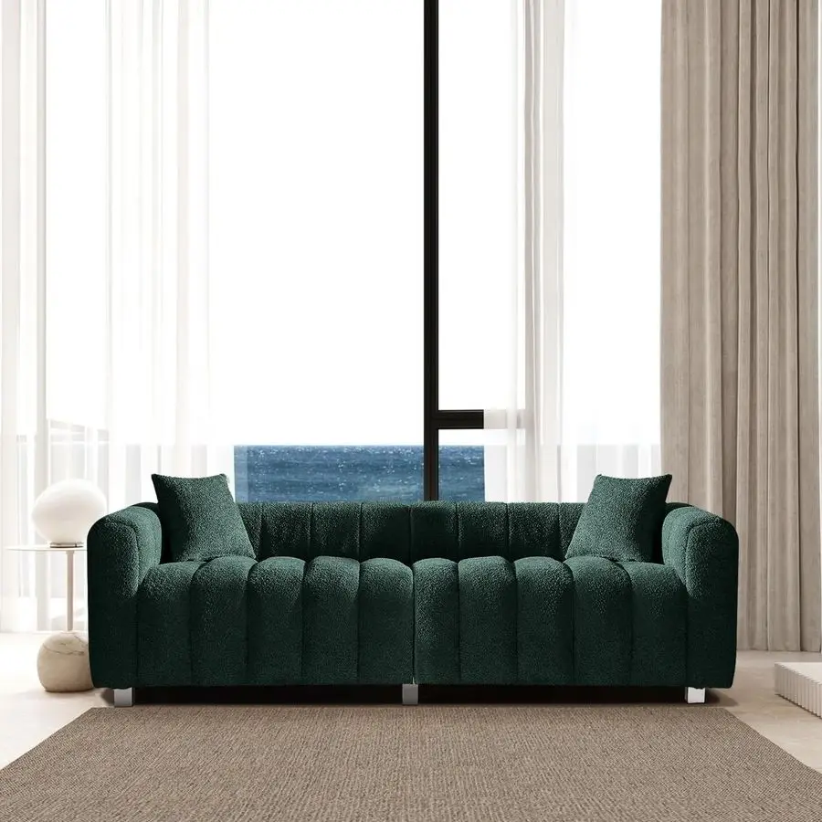 87.4 3 Seater Sofa with Two Pillows, Tufted Teddy Fabric MidCentury Sofa Couch, Upholstered Sofa Couch Solid Wood F Customizable
87.4 3 Seater Sofa with Two Pillows, Tufted Teddy Fabric MidCentury Sofa Couch, Upholstered Sofa Couch Solid Wood F Customizable