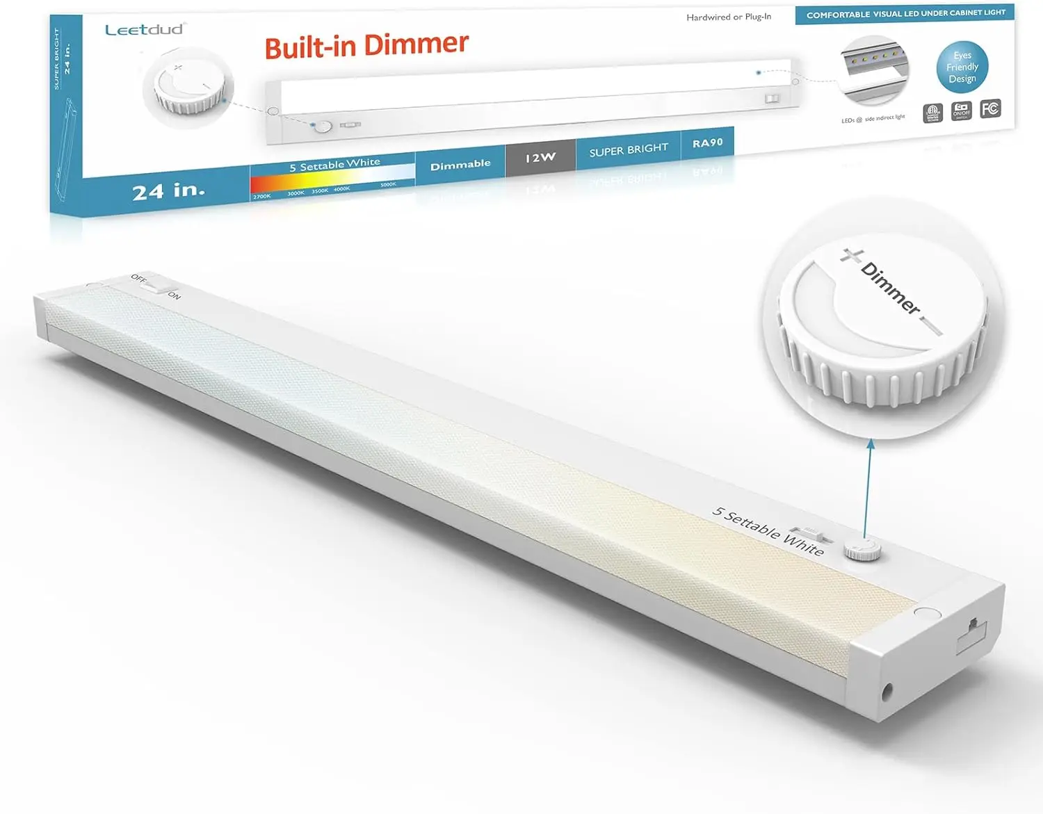 Under Cabinet Light Plug in or Hardwired, 24 Inch 12W, 5CCT Dimmable, Linkable Kitchen LED, ETL Listed
Under Cabinet Light Plug in or Hardwired, 24 Inch 12W, 5CCT Dimmable, Linkable Kitchen LED, ETL Listed
