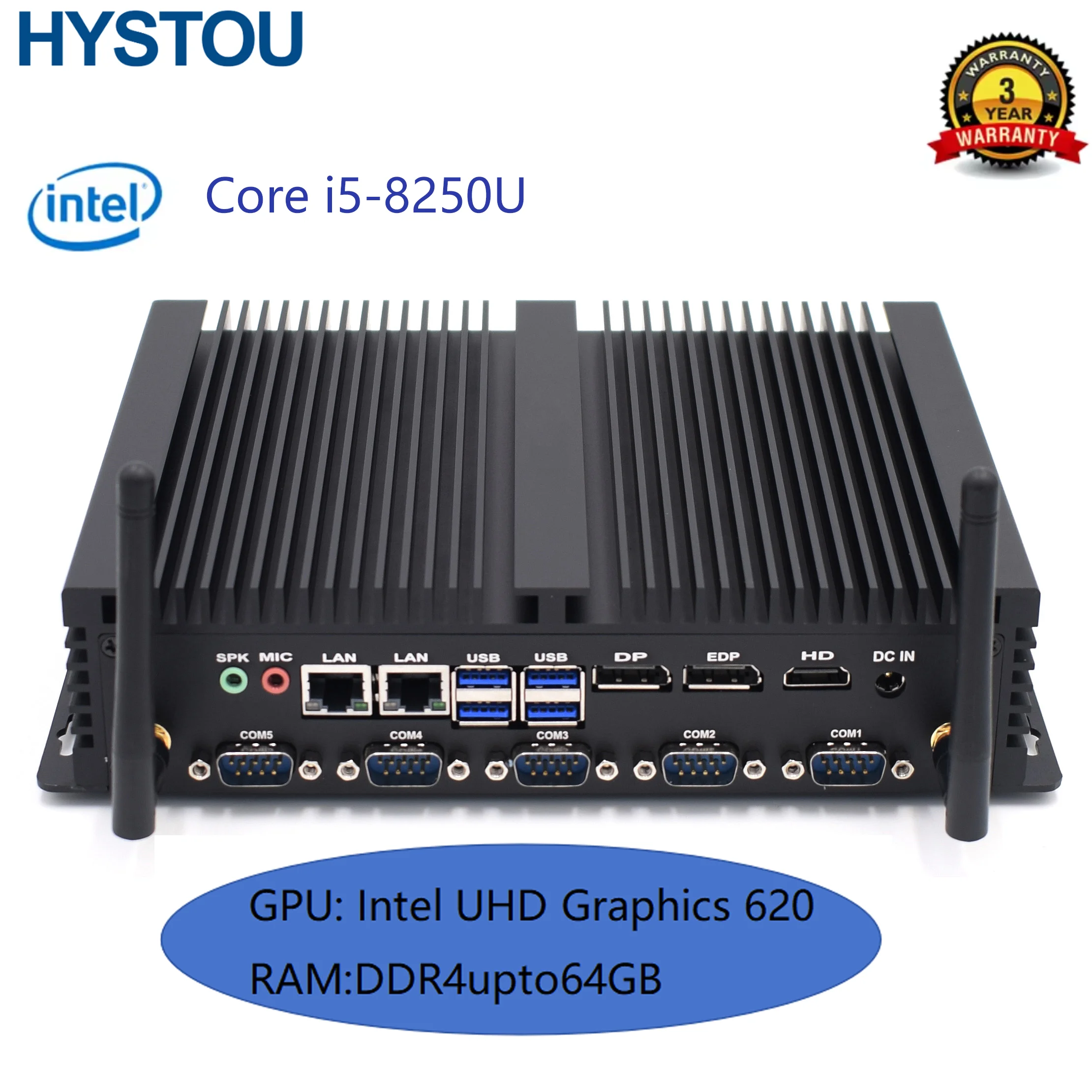 New HYSTOU Mini PC i5 8250U 6*COM 2*DDR4 RAM EDP Three Displays Industrial Fanless Portable Rugged Computer 
New HYSTOU Mini PC i5 8250U 6*COM 2*DDR4 RAM EDP Three Displays Industrial Fanless Portable Rugged Computer
