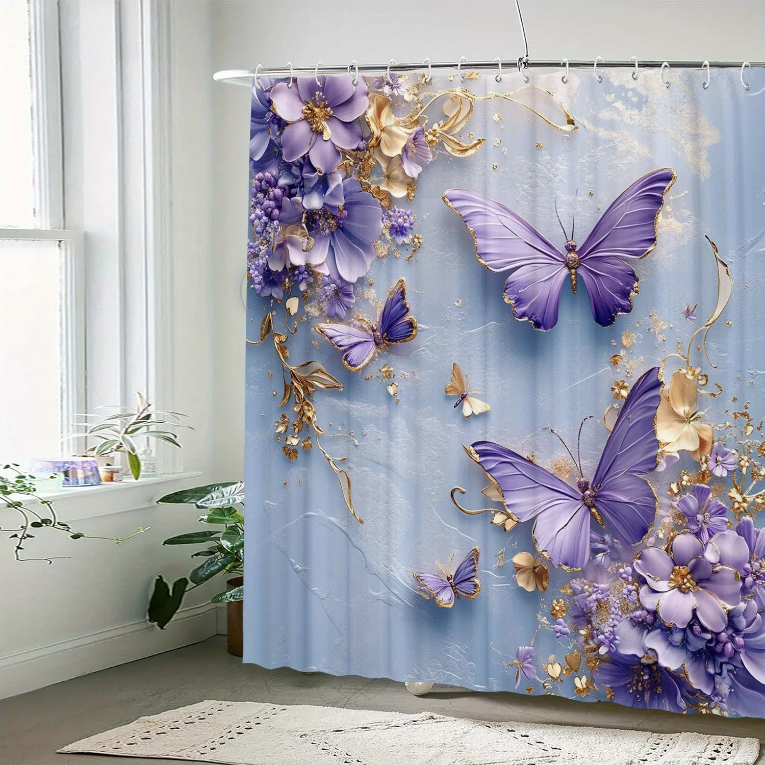 Luxurious Floral Butterfly Shower Curtain Bathroom Liner Polyester Waterproof Spa Decor Purple Blue Bloom Print Home Decor Gift
Luxurious Floral Butterfly Shower Curtain Bathroom Liner Polyester Waterproof Spa Decor Purple Blue Bloom Print Home Decor Gift