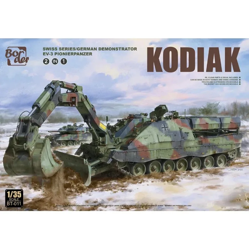 Border Model BT-011Kodiak Swiss Series/German Demonstrator, AEV-3 Pionierpanzer (2 in 1) 1/35 Scale Model Kit
Border Model BT-011Kodiak Swiss Series/German Demonstrator, AEV-3 Pionierpanzer (2 in 1) 1/35 Scale Model Kit