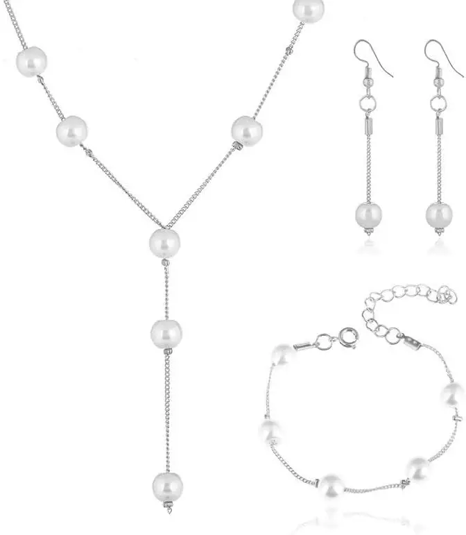 Bridal Necklace Earring And Bracelet Set Faux Pearl Jewelry Set for Women Wedding Bridal Jewelry
Bridal Necklace Earring And Bracelet Set Faux Pearl Jewelry Set for Women Wedding Bridal Jewelry