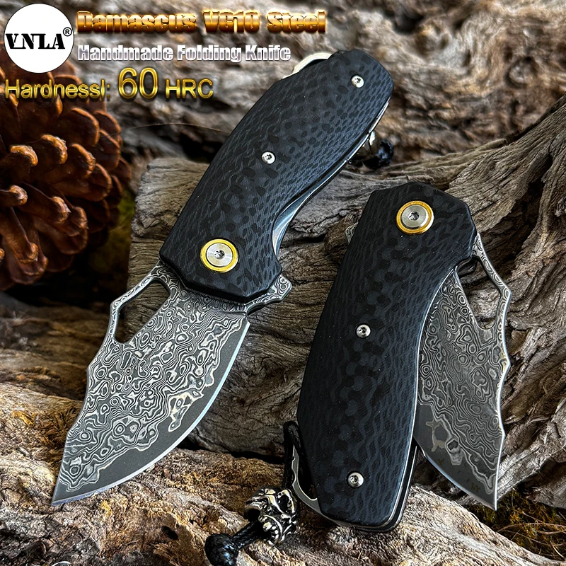 VNLA Handmade Damascus Steel Folding Pocket Knife,Men's EDC Pocket Knife,G10 Carbon Fiber Handle,Camping Outdoor Kitchen Knife
VNLA Handmade Damascus Steel Folding Pocket Knife,Men's EDC Pocket Knife,G10 Carbon Fiber Handle,Camping Outdoor Kitchen Knife