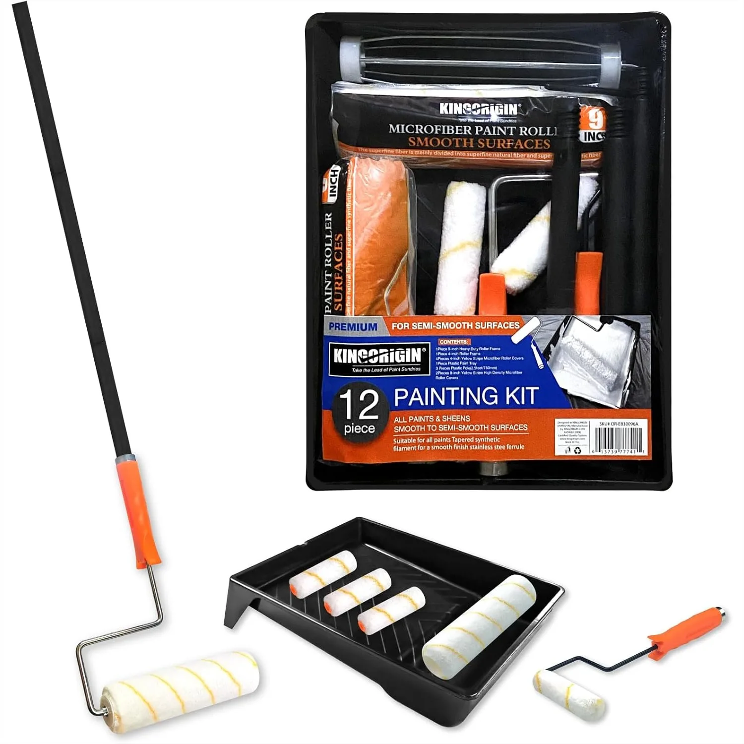 12-Piece Paint Roller Kit with 4ft Extension Pole for Walls Ceilings and Trim
12-Piece Paint Roller Kit with 4ft Extension Pole for Walls Ceilings and Trim