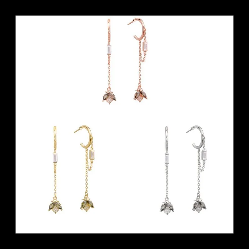 Niche Design Fringed Chain Bug Stud Earrings Square Stone Long Chain Ear Hanging Earline Temperament Zircon Earrings
Niche Design Fringed Chain Bug Stud Earrings Square Stone Long Chain Ear Hanging Earline Temperament Zircon Earrings