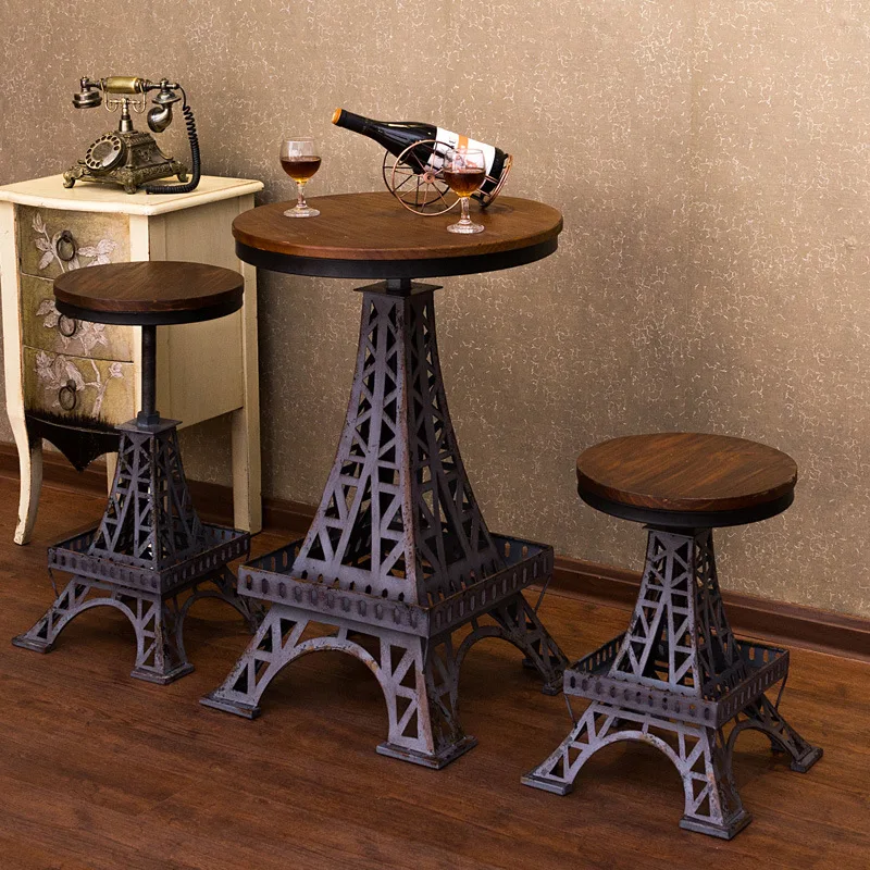 Old solid wood wrought iron cafe milk tea shop dessert shop western restaurant Eiffel Tower rotating dining table and chair comb
Old solid wood wrought iron cafe milk tea shop dessert shop western restaurant Eiffel Tower rotating dining table and chair comb