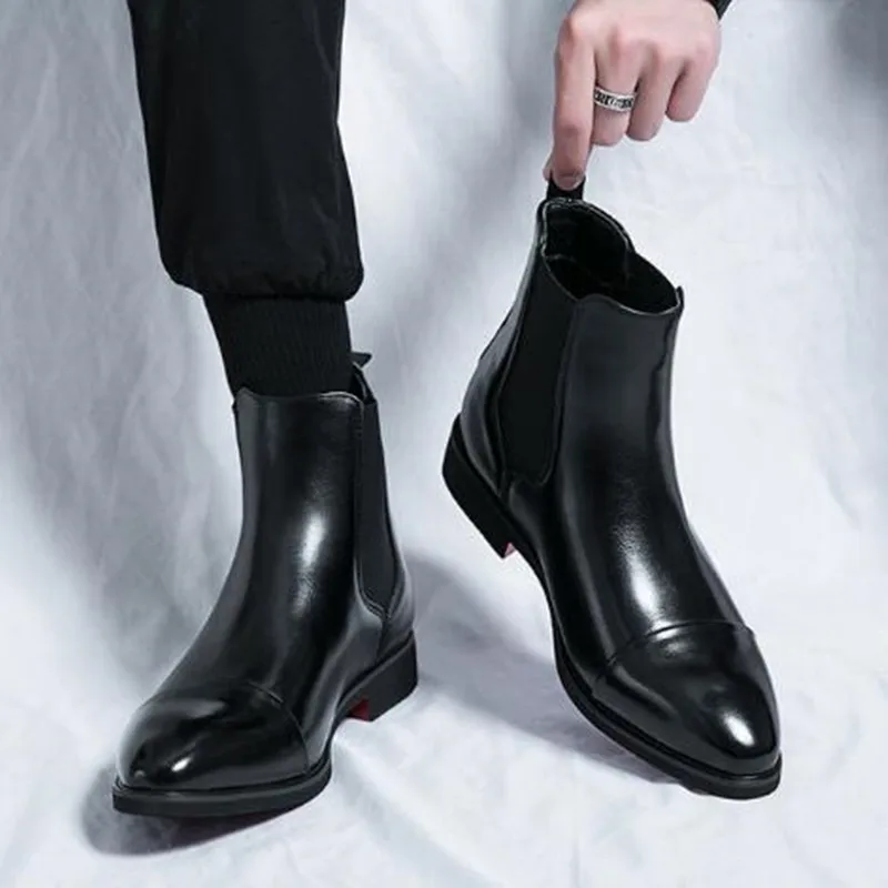 European American Elegant Chelsea Boots for Men Red Sole Pu Ankle Business Round Toe Slip-On Mens Boots New Size 38-47 Men Shoes
European American Elegant Chelsea Boots for Men Red Sole Pu Ankle Business Round Toe Slip-On Mens Boots New Size 38-47 Men Shoes
