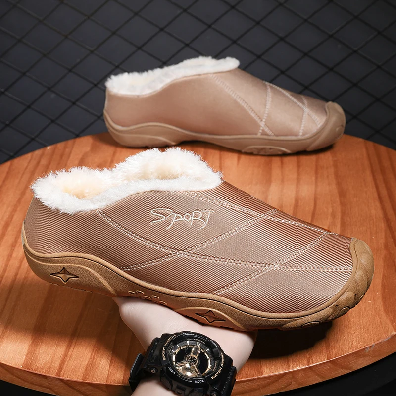 Зимние мужские тапочки, непромокаемая домашняя теплая обувь, плюшевые тапочки из флока для дома, износостойкая нескользящая уличная прогулочная обувь
Зимние мужские тапочки, непромокаемая домашняя теплая обувь, плюшевые тапочки из флока для дома, износостойкая нескользящая уличная прогулочная обувь