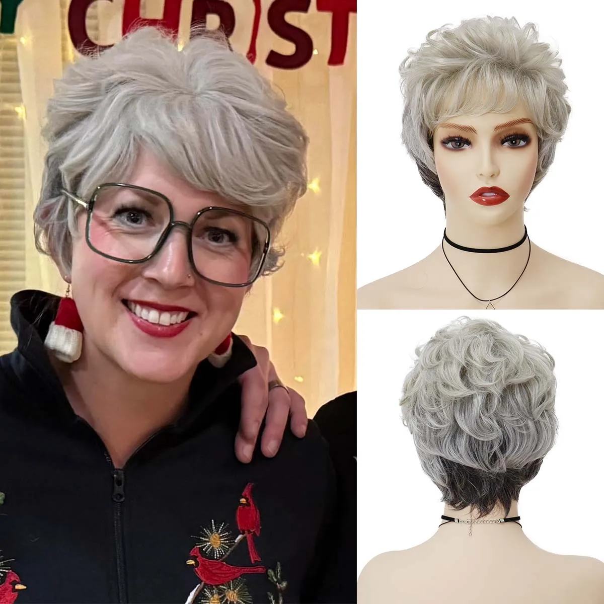 Short Ombre Grey Curly Wigs for Women Heat Resistant Synthetic Hair Cosplay Wig with Bangs Golden Girls Wig Costume Theater Wigs
Short Ombre Grey Curly Wigs for Women Heat Resistant Synthetic Hair Cosplay Wig with Bangs Golden Girls Wig Costume Theater Wigs