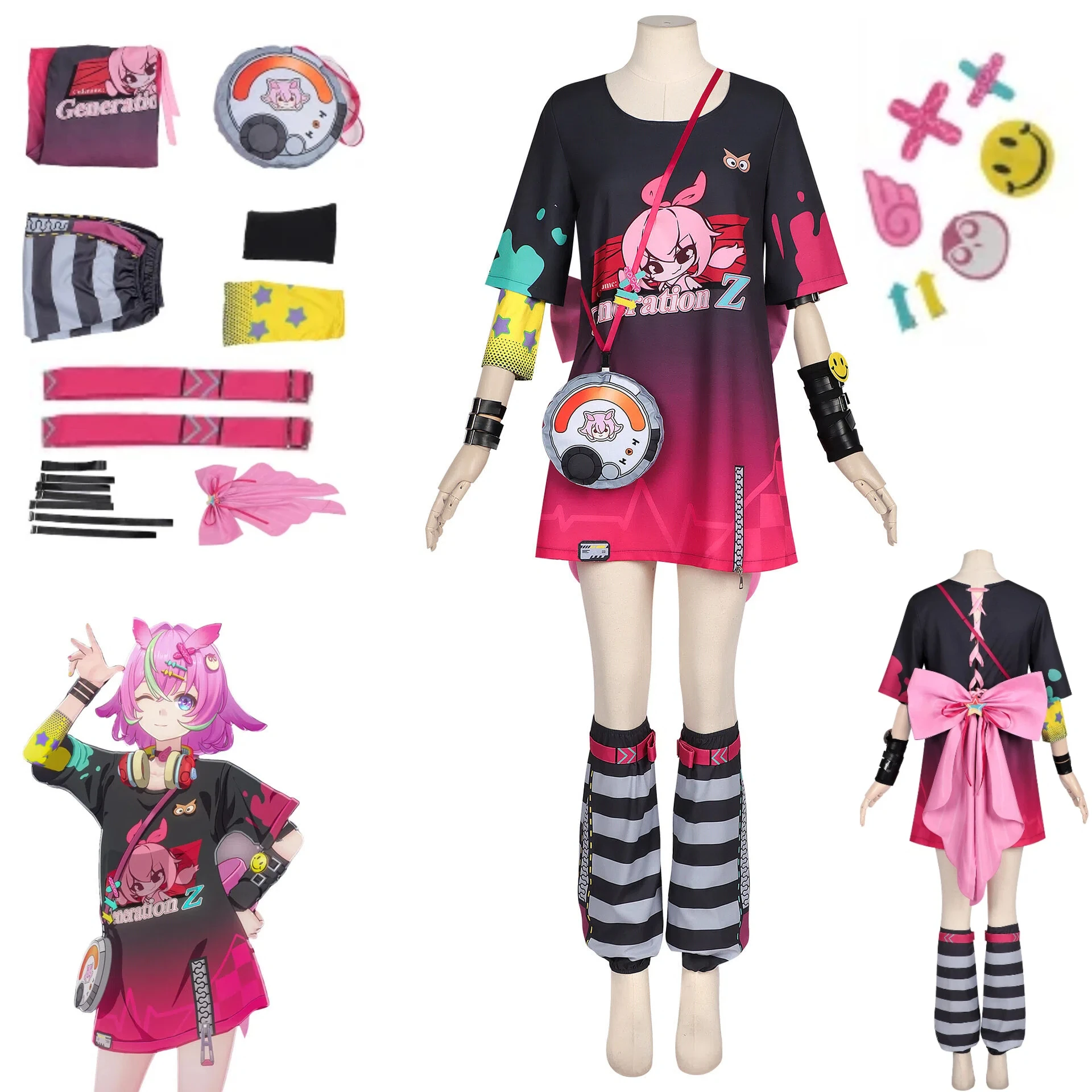 Anime Loop Cosplay Costume T-shirt Crossbody Bag Accessories Bow Game Abnormity User Hania Halloween Women Role Play Outfit
Anime Loop Cosplay Costume T-shirt Crossbody Bag Accessories Bow Game Abnormity User Hania Halloween Women Role Play Outfit