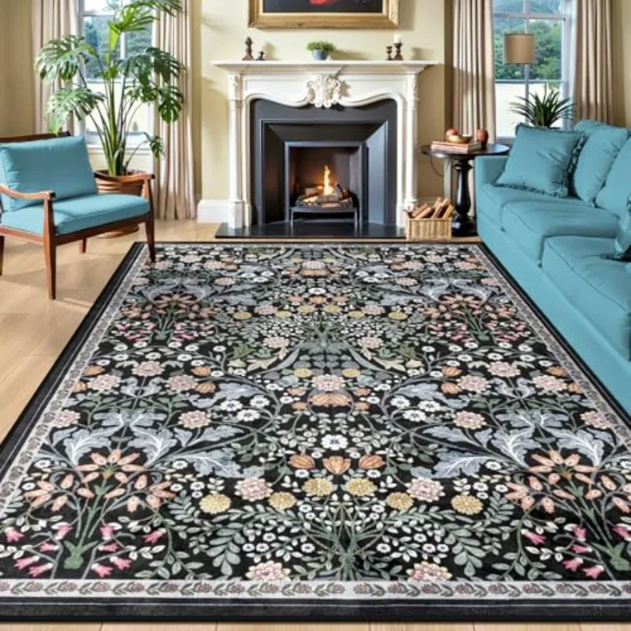 8x10 Area Rugs for Living Room: Floral Washable Vintage Large Soft Boho Non-Slip Indoor Stain Resistant Low Pile Carpet in Dark
8x10 Area Rugs for Living Room: Floral Washable Vintage Large Soft Boho Non-Slip Indoor Stain Resistant Low Pile Carpet in Dark