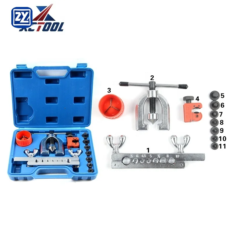 YUNTU Hot Sale Heavy Duty Double Flaring Tool Set With Tube Cutter Double Flaring Steel Brake Line Tool Kit XC9071
YUNTU Hot Sale Heavy Duty Double Flaring Tool Set With Tube Cutter Double Flaring Steel Brake Line Tool Kit XC9071