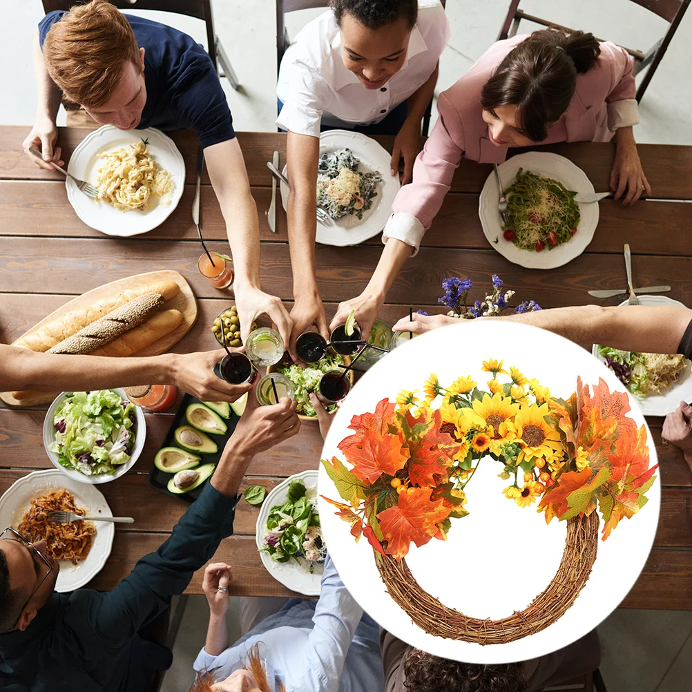 Maple Leaf Garland Sunflower Autumn Decorative Wall Door Hanging Wreath 45cm Natural Floral Decor for Home Party Garden
Maple Leaf Garland Sunflower Autumn Decorative Wall Door Hanging Wreath 45cm Natural Floral Decor for Home Party Garden