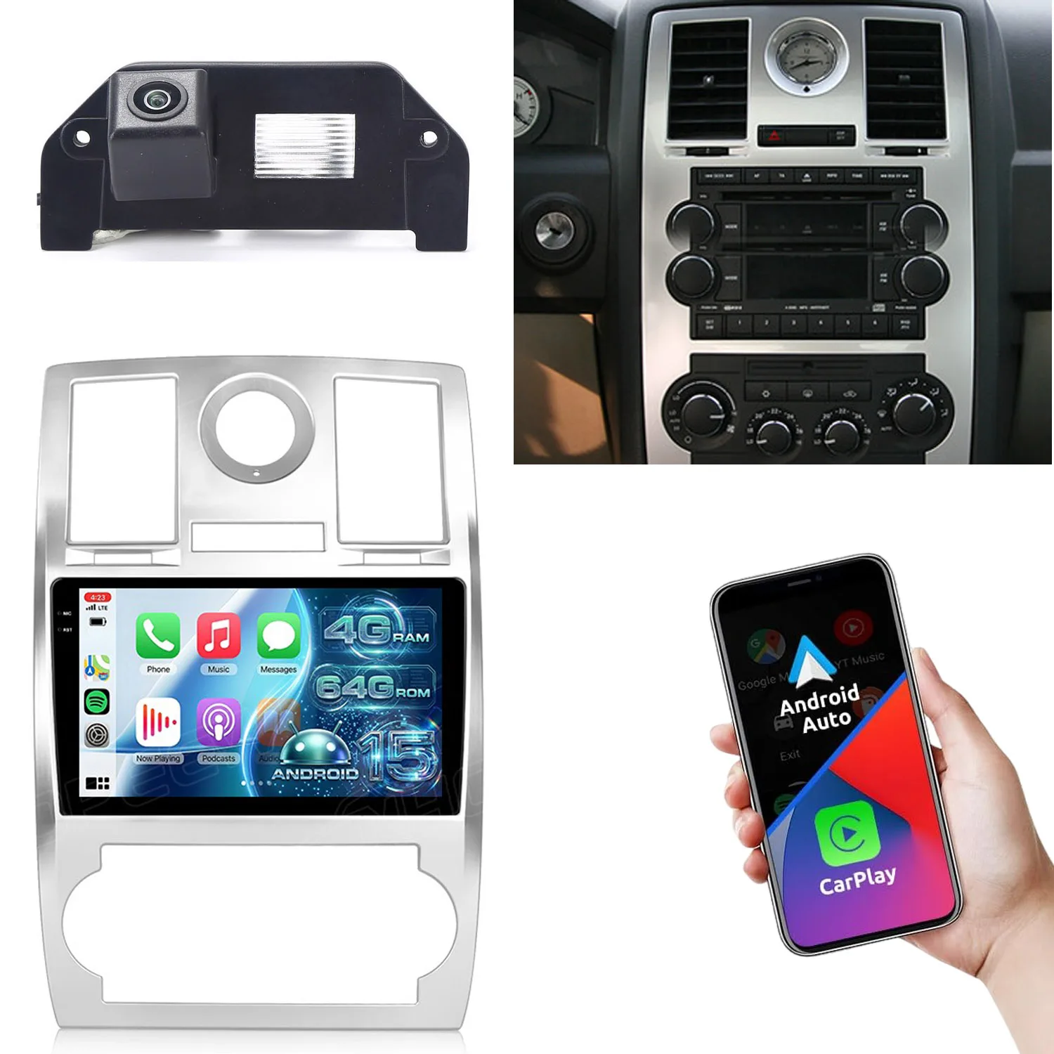 4+64GB 9“Android Auto Car radio Carpaly Bluetooth RDS GPS Navigation +AHD Reverse camera For Chrysler 300C Touring LE LX
4+64GB 9“Android Auto Car radio Carpaly Bluetooth RDS GPS Navigation +AHD Reverse camera For Chrysler 300C Touring LE LX