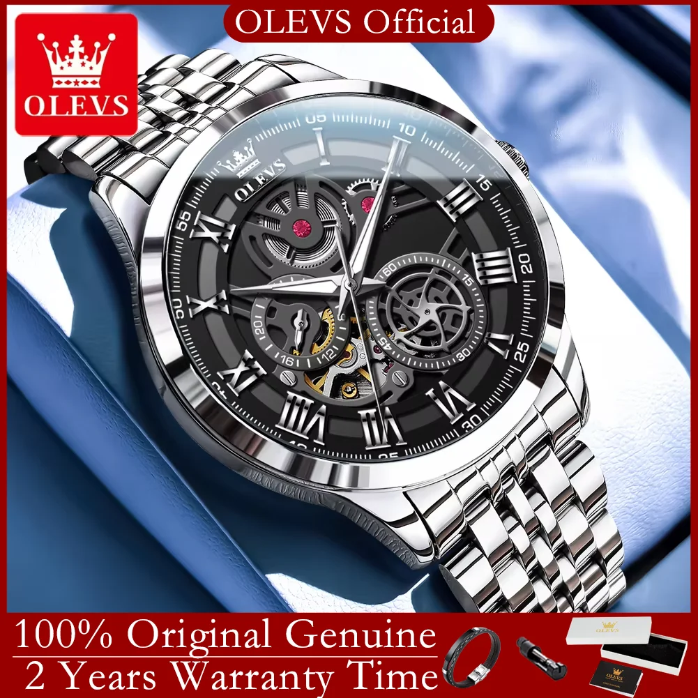 OLEVS 7076 Original Men's Watches With Gift Box Skeleton Mechanical Automatic Luxury Man Watch Stainless Steel Watch for Men NEW
OLEVS 7076 Original Men's Watches With Gift Box Skeleton Mechanical Automatic Luxury Man Watch Stainless Steel Watch for Men NEW