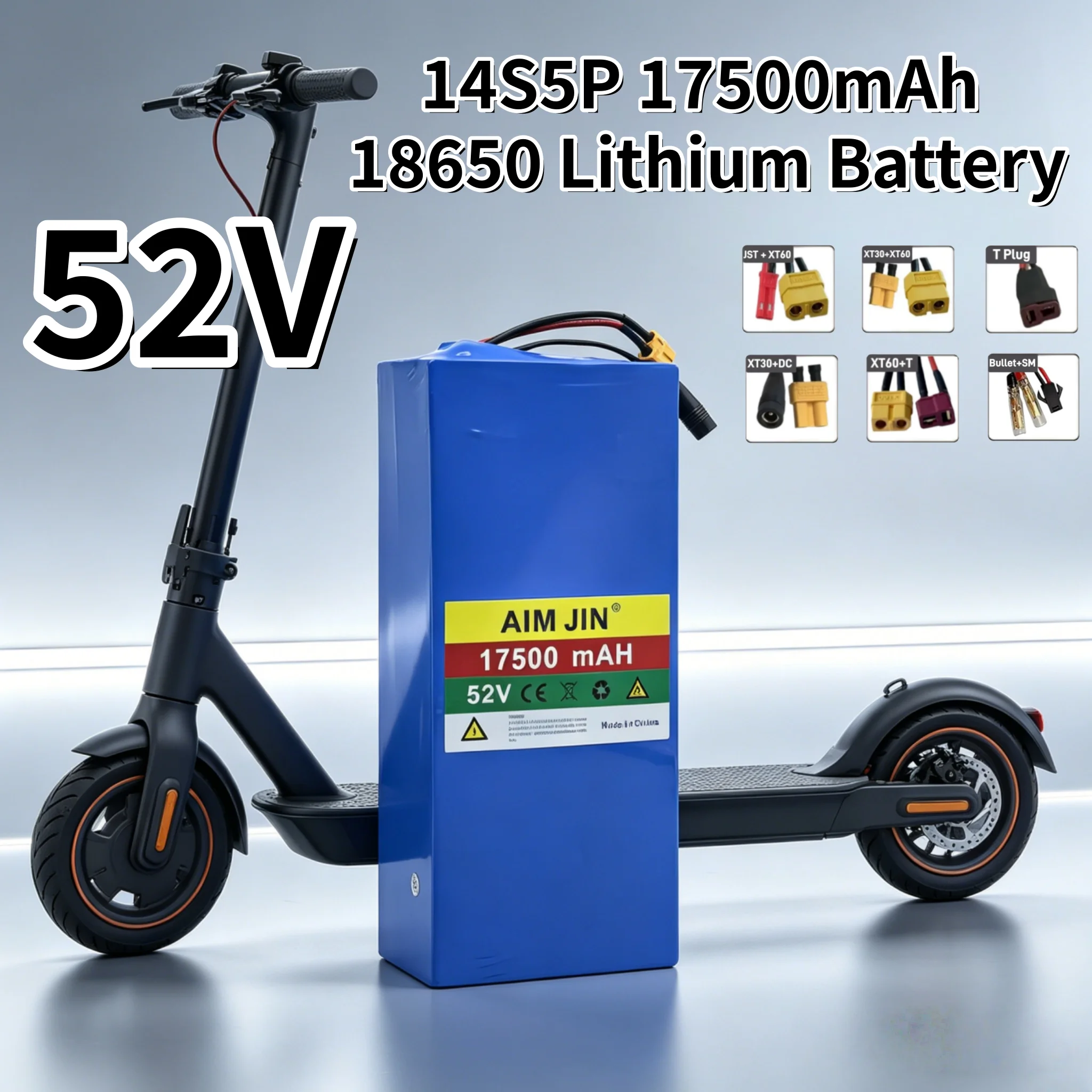 52V 17500mAh 1500W High Capacity Lithium Battery for Bicycle Tricycle Motorcycle - 14S5P 18650 Chemotherapy with 58.8V 2A Charge
52V 17500mAh 1500W High Capacity Lithium Battery for Bicycle Tricycle Motorcycle - 14S5P 18650 Chemotherapy with 58.8V 2A Charge