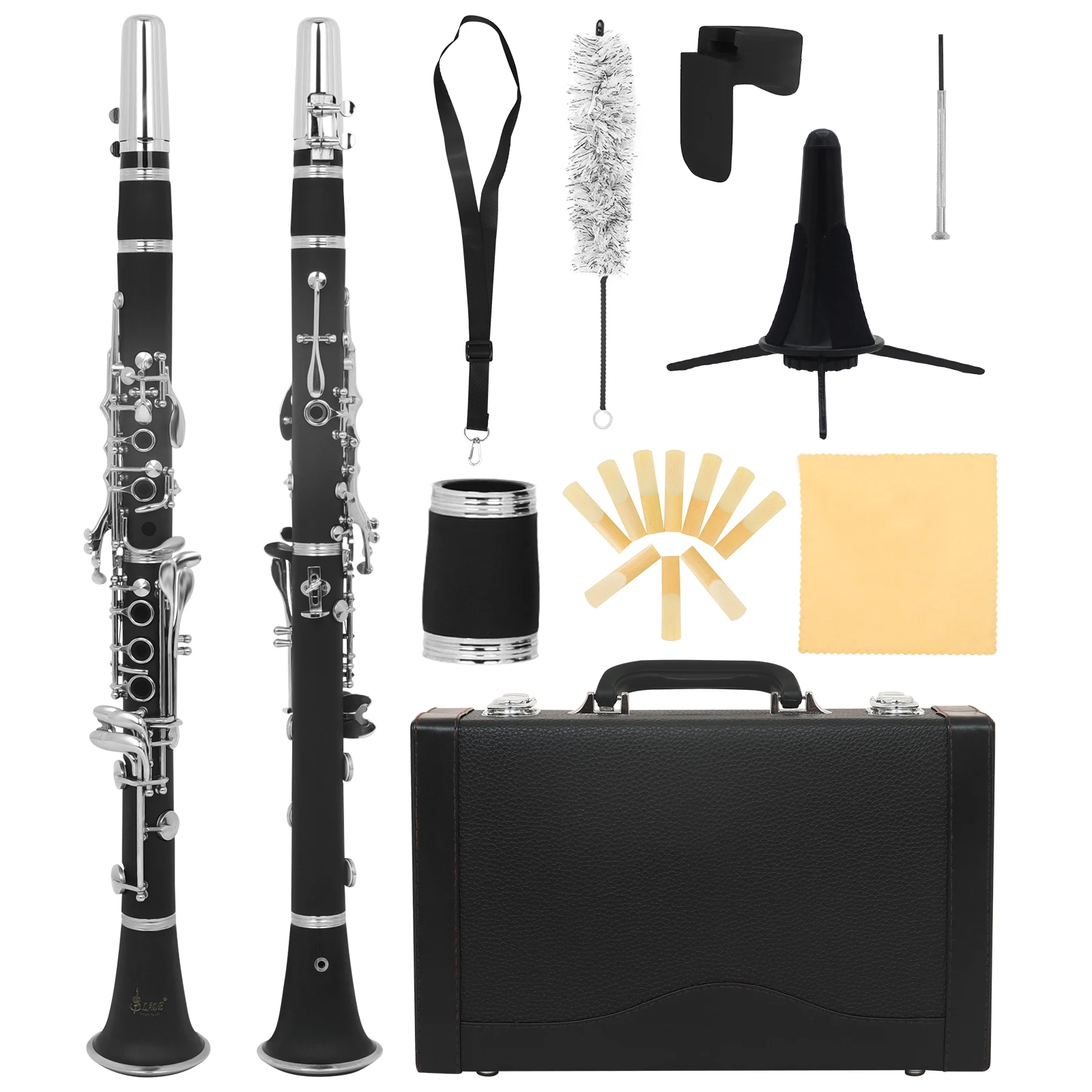 SLADE LDC810 Clarinet C Key Clarinet Professional Woodwind Instrument Bakelite Body White Copper Keys with Box Reed Accessories
SLADE LDC810 Clarinet C Key Clarinet Professional Woodwind Instrument Bakelite Body White Copper Keys with Box Reed Accessories