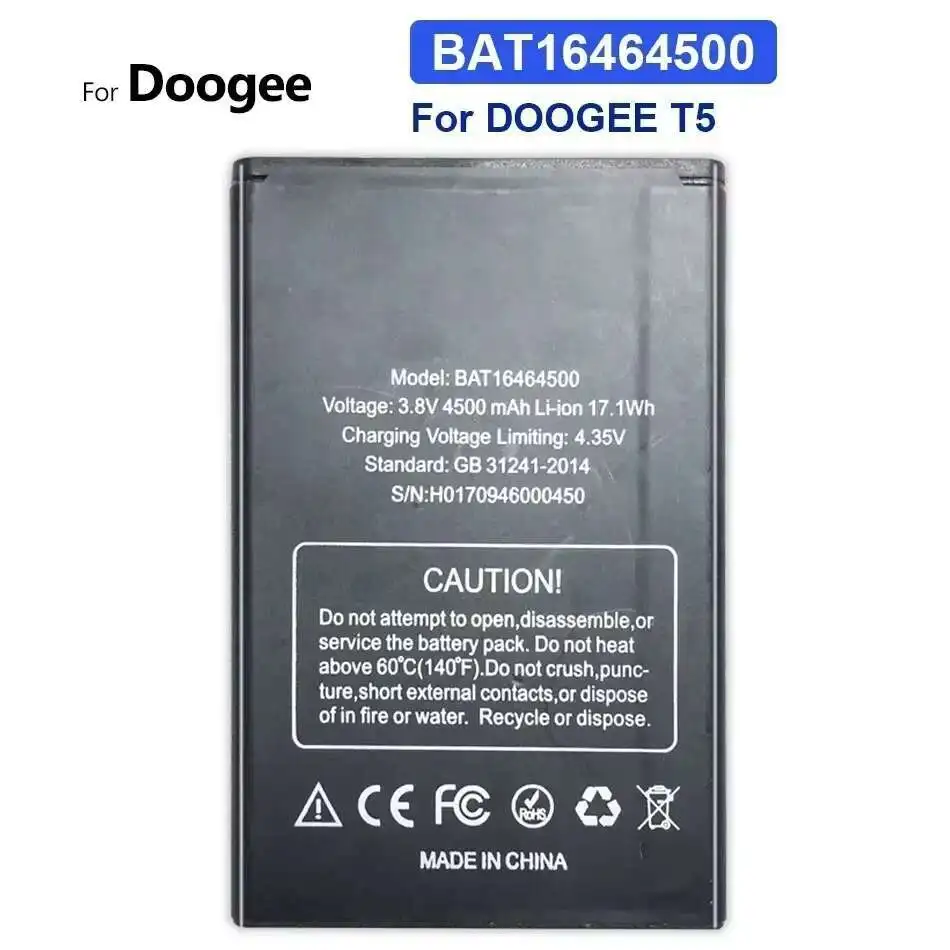 Для Doogee T5 T5 Lite BAT16464500 4500 мАч долговечный аккумулятор для мобильного телефона экологически чистый
Для Doogee T5 T5 Lite BAT16464500 4500 мАч долговечный аккумулятор для мобильного телефона экологически чистый