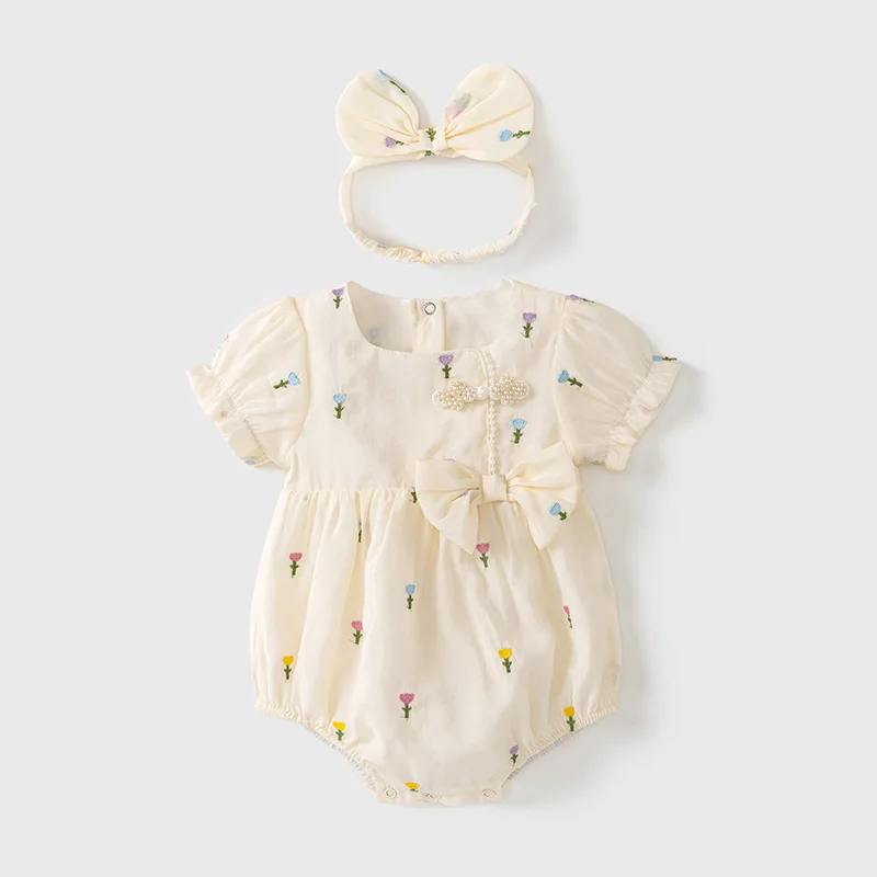 South Korea Children's Clothing Baby Girls' Jumpsuit24Summer Fashionable Baby Romper Flower Puff Sleeve Baby Bag Fart Romper
South Korea Children's Clothing Baby Girls' Jumpsuit24Summer Fashionable Baby Romper Flower Puff Sleeve Baby Bag Fart Romper
