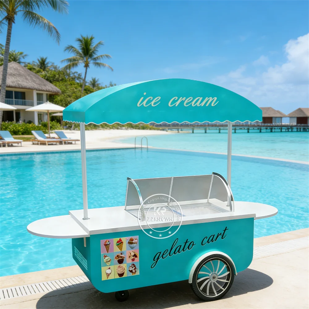 Custom Ice Cream Cart Modern Dessert Kiosk Snack Beverage Coffee Portable Street Fast Food Push Cart For Summer Street
Custom Ice Cream Cart Modern Dessert Kiosk Snack Beverage Coffee Portable Street Fast Food Push Cart For Summer Street