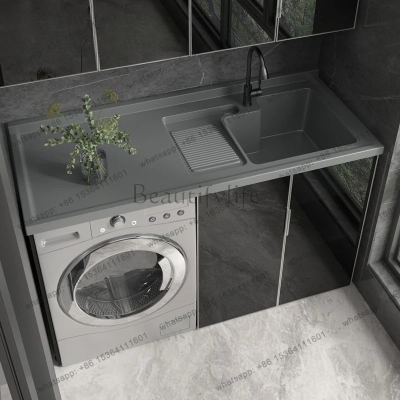 Aluminum Washing Machine Cabinet Glass Door Modern Quartz Stone Basin Washboard Balcony Cabinet Bathroom Furniture
Aluminum Washing Machine Cabinet Glass Door Modern Quartz Stone Basin Washboard Balcony Cabinet Bathroom Furniture