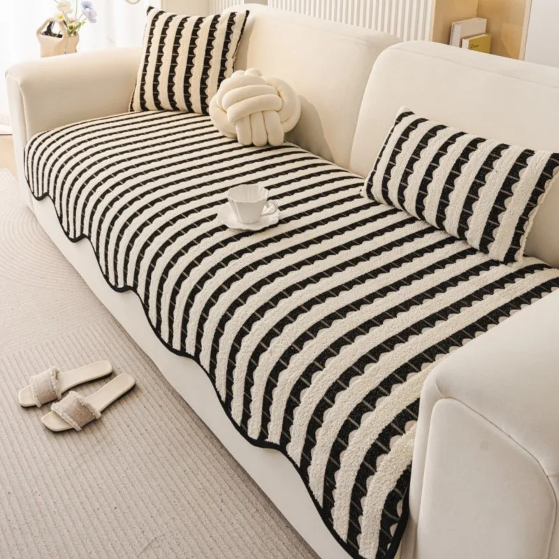 Irregularity Throw Cushion Slip-Resistant Chenille Sofa Cover Non-Slip Allseason Black Stripe Couch Protector Elegant Home Decor
Irregularity Throw Cushion Slip-Resistant Chenille Sofa Cover Non-Slip Allseason Black Stripe Couch Protector Elegant Home Decor