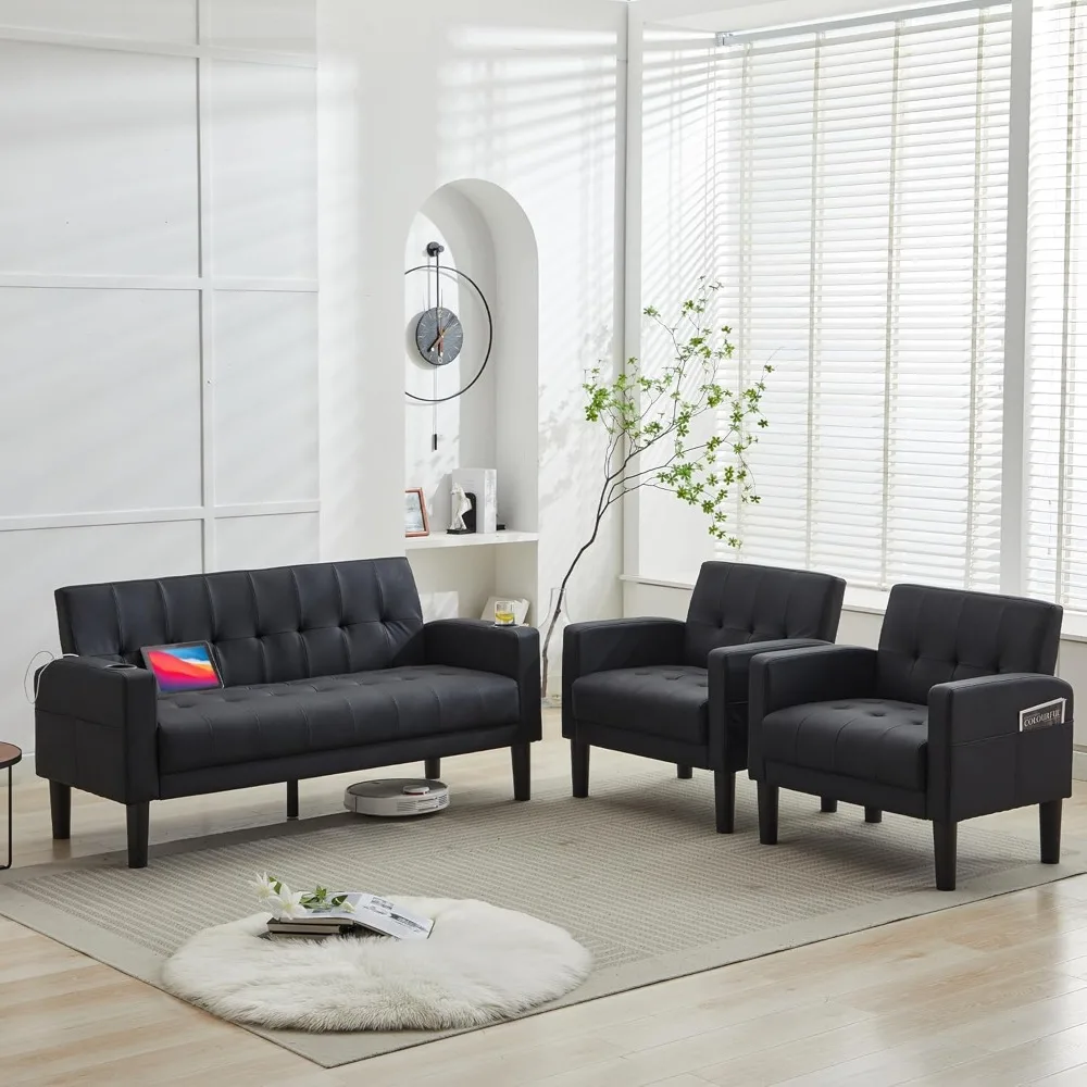 Mid-Century Modern 62" Wide Sofa Couch with USB Ports and Cupholders for Small Spaces
Mid-Century Modern 62" Wide Sofa Couch with USB Ports and Cupholders for Small Spaces