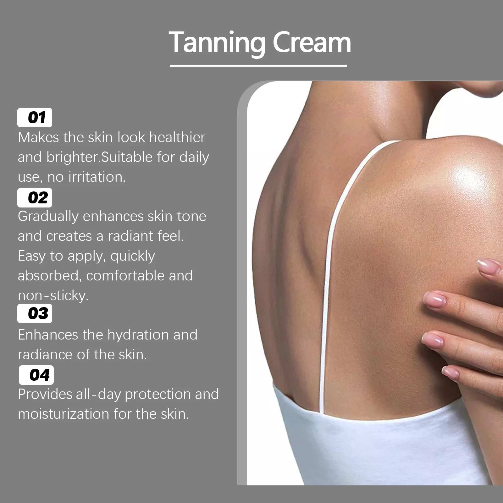 Moisturizing Tanning Cream Summer Sunless Self Tanner Body Face Repair Sun Damage Smooth Even out Skin Non-greasy Bronzer Lotion
Moisturizing Tanning Cream Summer Sunless Self Tanner Body Face Repair Sun Damage Smooth Even out Skin Non-greasy Bronzer Lotion