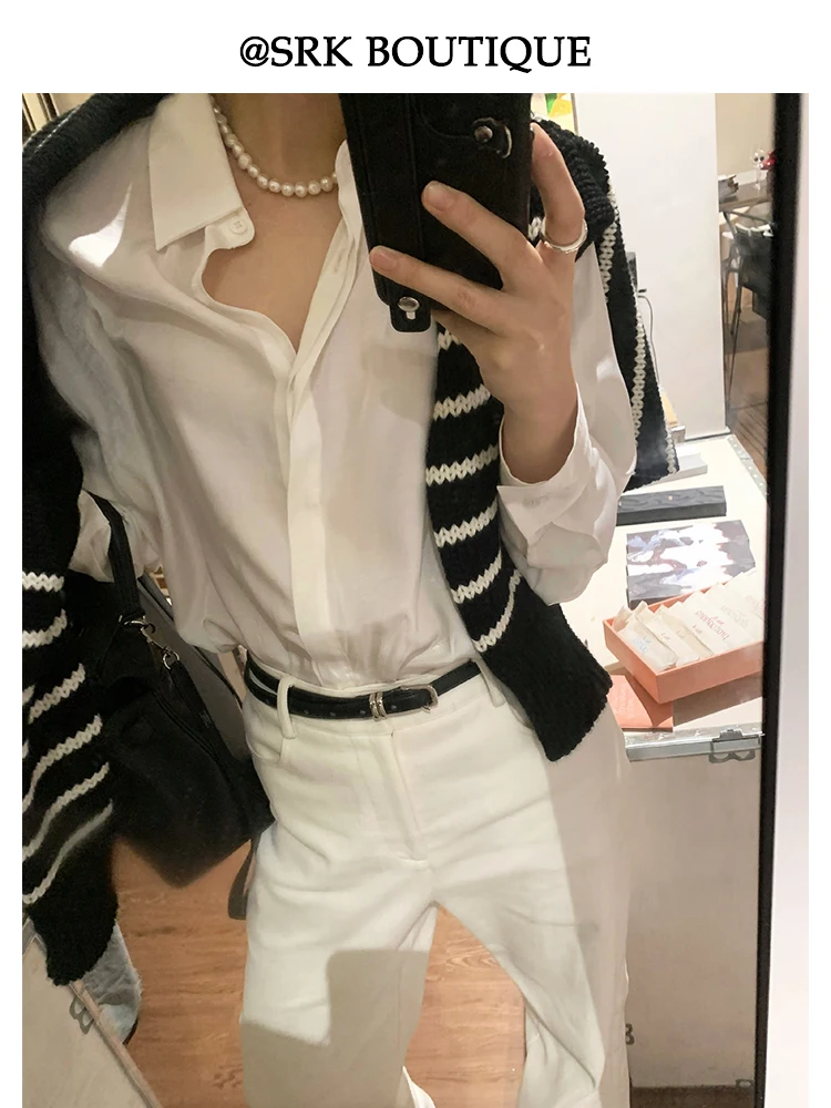 Женский свободный крой SRK для похудения, длинный све irt, весна 2024, удобный для поездок на работу, драпировка, тонкий рукав, полиэфирное волокно, антистатический
Женский свободный крой SRK для похудения, длинный све irt, весна 2024, удобный для поездок на работу, драпировка, тонкий рукав, полиэфирное волокно, антистатический