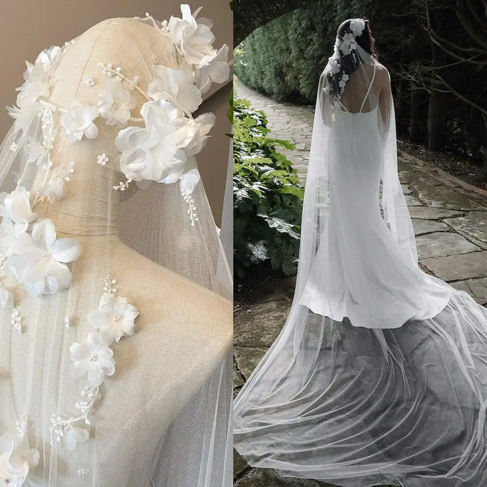 Wedding Veil 3D Flowers Appliques Tulle Cathedral Length Bride Veils with Comb Bridal Accessories
Wedding Veil 3D Flowers Appliques Tulle Cathedral Length Bride Veils with Comb Bridal Accessories