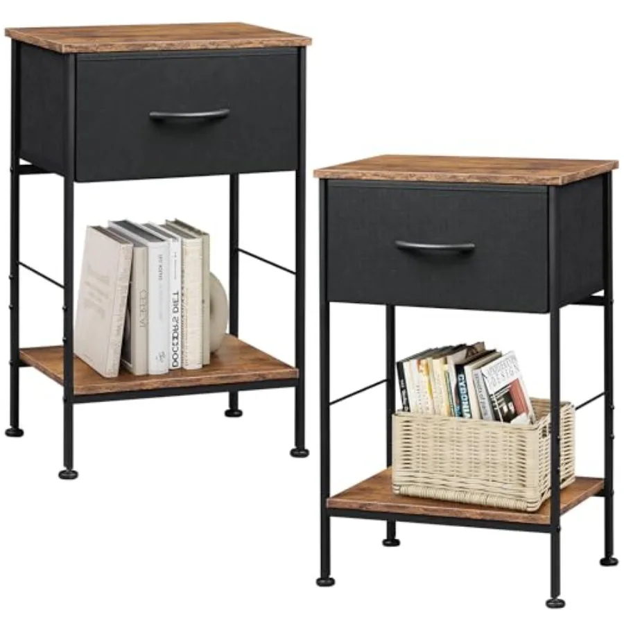 Nightstands Set of 2, Night Stands Set 2 with Fabric Drawer and Wood Open Shelf, Small Side Tables for Bedroom, Dorm, Small Spa
Nightstands Set of 2, Night Stands Set 2 with Fabric Drawer and Wood Open Shelf, Small Side Tables for Bedroom, Dorm, Small Spa
