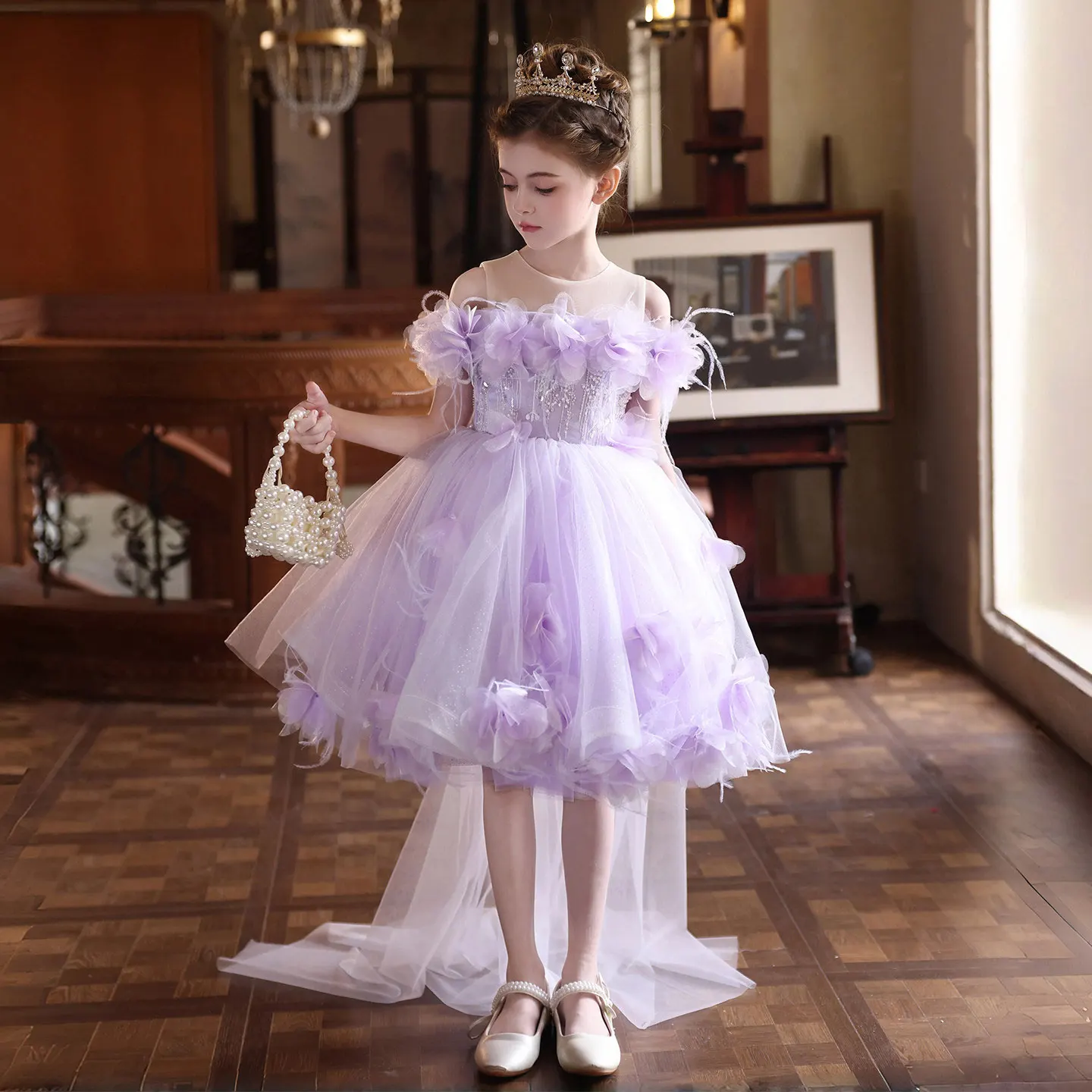 Jill Wish J516 Girls Dress Off Shoulder Sequin Bodice Feather 3D Flower Long Train Flower Girl Wedding Party Gown Kids Princess
Jill Wish J516 Girls Dress Off Shoulder Sequin Bodice Feather 3D Flower Long Train Flower Girl Wedding Party Gown Kids Princess