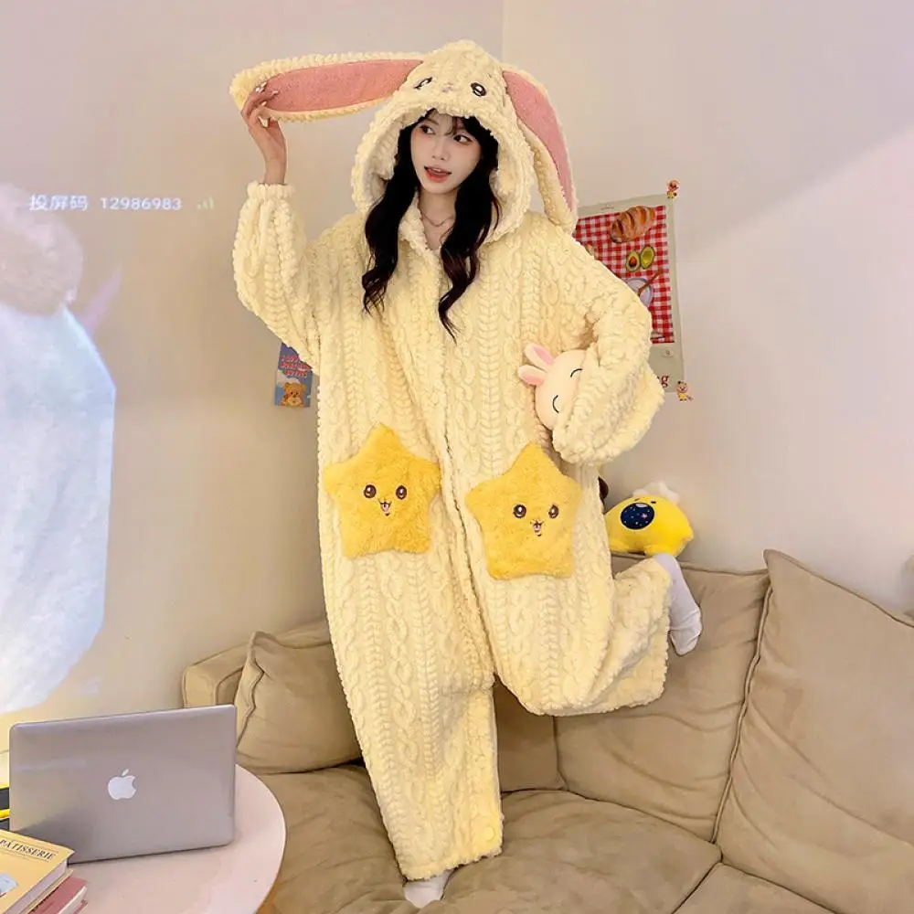 Anime Usagi Chiikawa Child Women Jumpsuit Pajamas Autumn Winter Coral Fleece Nightwear Cartoon Kids Girl Thicken Cute Homewear
Anime Usagi Chiikawa Child Women Jumpsuit Pajamas Autumn Winter Coral Fleece Nightwear Cartoon Kids Girl Thicken Cute Homewear