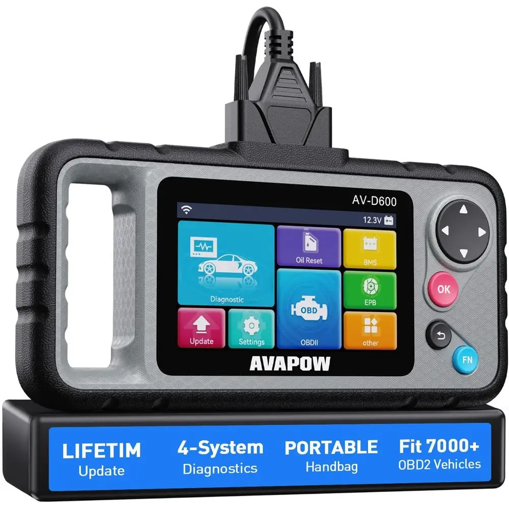 AV-D600 4 Systems 2 Scanner Engine/Transmission/SRS/ABS Diagnostic Tool, Oil Reset/EPB Reset/Battery Match, Car Code Reader with
AV-D600 4 Systems 2 Scanner Engine/Transmission/SRS/ABS Diagnostic Tool, Oil Reset/EPB Reset/Battery Match, Car Code Reader with