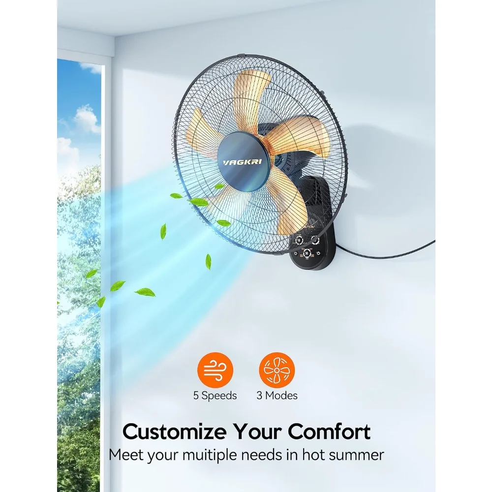 Wall Mount Fan, 16 Inch Wall Fan with 5 Blades, 5 Speeds, 8 Hour Timer, 90° Oscillating Quiet Fans with Remote
Wall Mount Fan, 16 Inch Wall Fan with 5 Blades, 5 Speeds, 8 Hour Timer, 90° Oscillating Quiet Fans with Remote