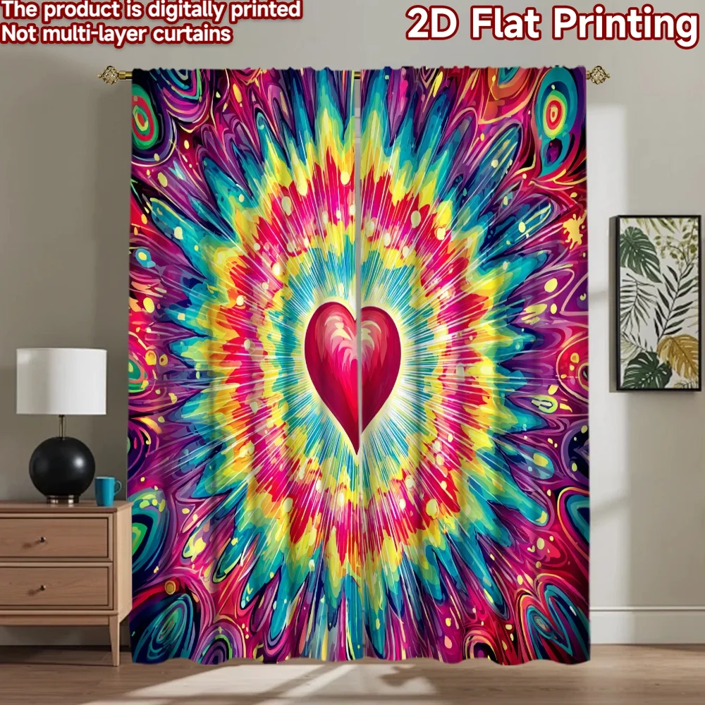2D flat printing 2pcs Drapes Colorful Heart Tie Dye Digital Printed Polyester Drapes Festive Curtains Perfect for Yard & Garden
2D flat printing 2pcs Drapes Colorful Heart Tie Dye Digital Printed Polyester Drapes Festive Curtains Perfect for Yard & Garden