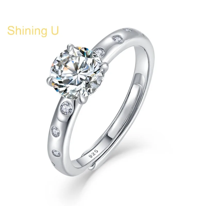 Сияющее серебро U S925, цвет D, Vvs, муассанит, 1 карат, открытое кольцо для женщин, ювелирные изделия на свадьбу 
Сияющее серебро U S925, цвет D, Vvs, муассанит, 1 карат, открытое кольцо для женщин, ювелирные изделия на свадьбу